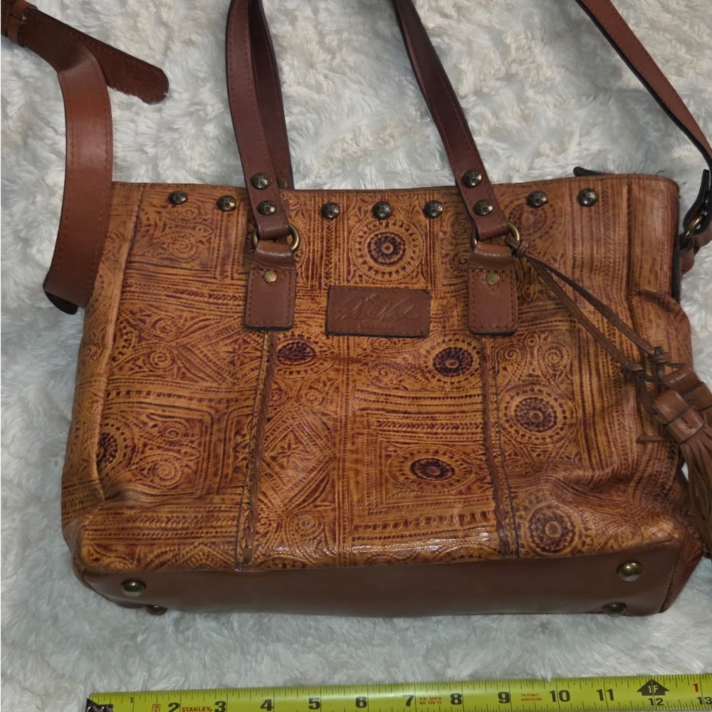 Patricia Nash Brown Patterned Leather Purse Bag - Picture 2 of 9